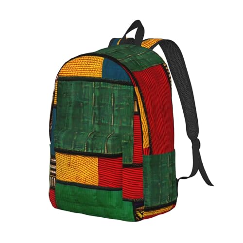 African Style Patchwork Print Stylish Canvas Backpack For Men And Women, Perfect For Travel,Work,And Everyday Use2