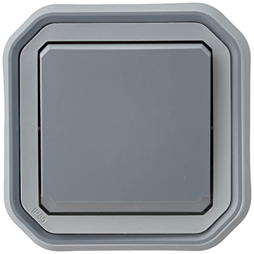 Legrand - Lichtschalter/Wechselschalter, wasserdicht, Plexo 10 A, komplett für Unterputzmontage, mit grauen Krallen