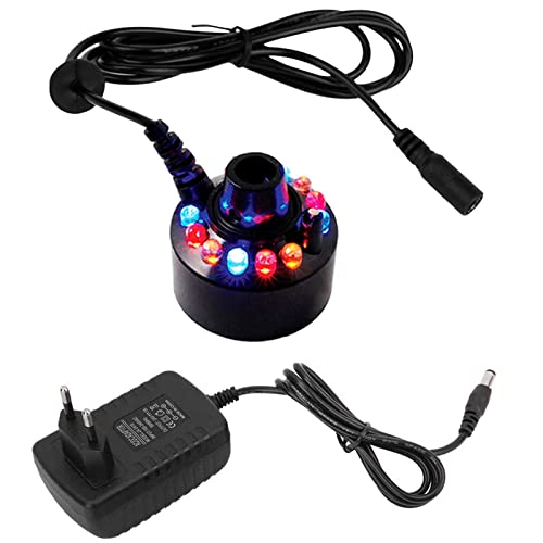 XUJAIOLQP Mini Mist Maker 12 LED Mister Fogger Water Fountain Pond Fog Machine Vaporisateur Humidificateur Fontaine D'intérieur Mister Foggers Parfait pour Halloween, Décoration de Noël