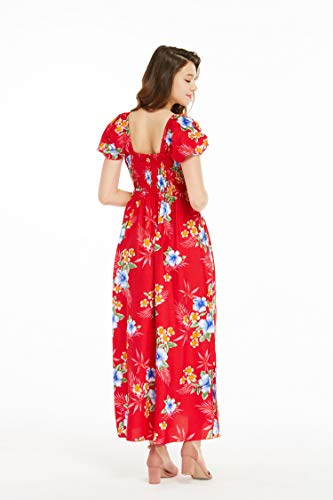 Image of Matchable Family Hawaiian Luau Men Women Girl Boy Clothes in Hibiscus Red