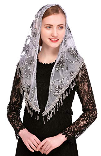 Pamor triangle chapel veil mantilla head covering lace shawl lati…