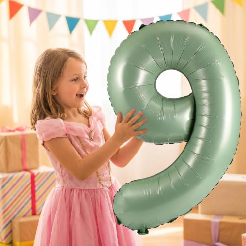 Image of YPSelected 32 Inch Large Foil Helium Number Balloon Birthday Wedding Party 0-9 (Olive Green, 9)