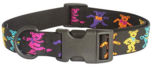 My Sunnies Dancing Bears Adjustable Dog Collar 1-inch Wide, Size S, M, & L Lengths (Small 10 - 16 )