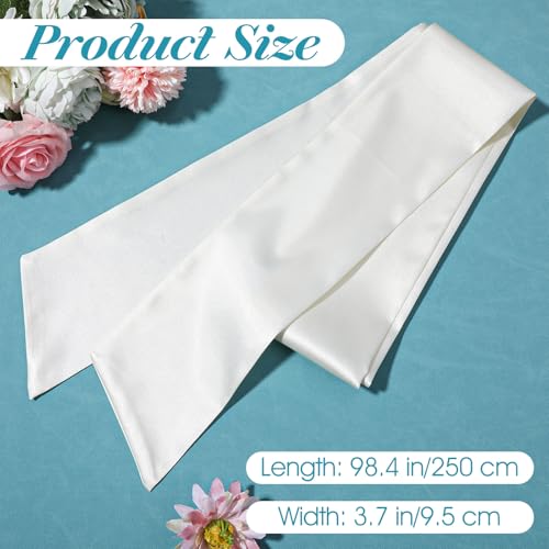 White Wedding Satin Sash Belt for Women, 3.7'' Wide Bridal Waist Accessory for Formal Dresses & Special Occasions2