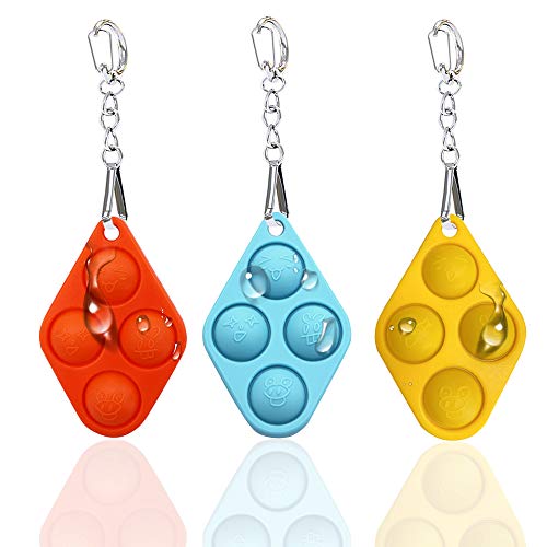 3PCS Fidget Toy, Mini Push Bubble Fidget Sensory Toys Pack ,Squishy Toys 3D Rhombus Cute Square Bubble Anti Anxiety Stress Reliever Office Desk Keychain Pop Toy for Kids Children Men Women Family