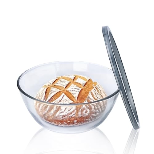 Comparison: Best Bowls For Sourdough 2 Ajrwiiy Large Glass Bowl for Sourdough Bread Making, 4.7 Quart Glass Mixing Bowl for Sourdough Bread with Lid, Clear Breads Proofing Bowl with Covers, Ideal for Kitchen, Storage