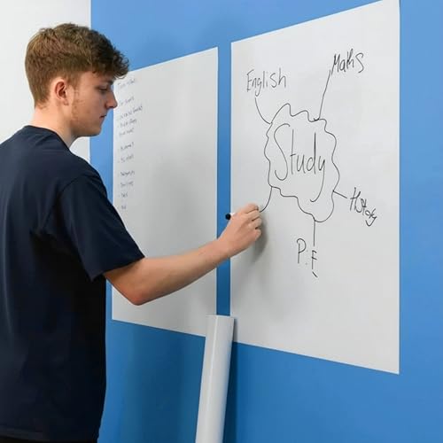 2 Pack A1 Whiteboard Sheets Static Cling Dry Erase Stick On Like Magic White Film Paper Reusable Self Adhesive Vinyl Roll No Glue Wall Large Plain Writable Erasable Sheets for Office Home School