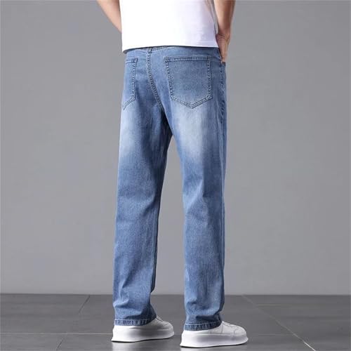 Men's Jeans Cotton Stretch Pants Loose Straight Denim Trousers Slim Casual Comfortable Breathable Fit4
