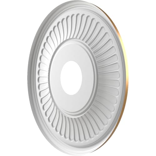 Image of Ekena Millwork CMP16BEBGL Berkshire Thermoformed PVC Ceiling Medallion (Fits Canopies up to 7 inch), 16 inchOD x 3 1 /2 inchID x 1 inchP, Bright Coat Gold