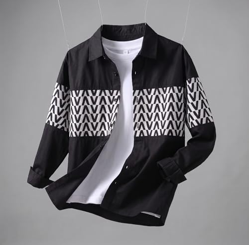 Image of Afflatus Men's Casual Shirt with Geometric Print | Premium Cotton Full Sleeve Shirt for Men | Stylish Regular Fit Fashion Trend | Casual, Party & Smart Casual Wear