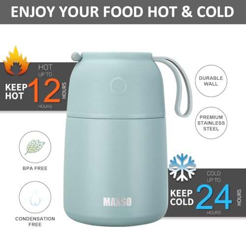 Image of Itslife Insulated Food Jar for Hot Food 17 oz Soup Thermal Food Containers for Lunch, Triple Layer Insulation Stainless Steel Food Jar with Spoon