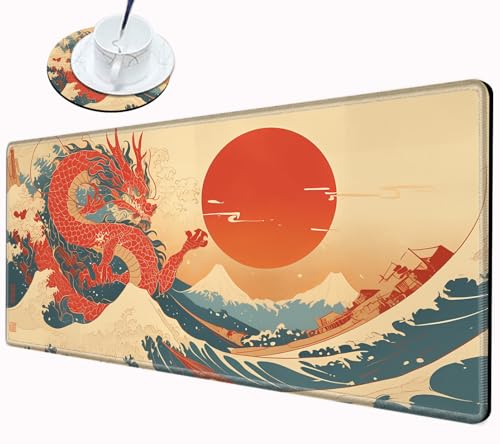 Image of Gaming Mouse Pad Large Mousepad Dragon Desk Mat XXL Big Desk Pad Rubber Base Computer Pad with Stitched Edges Mouse Mat for Work Game Home Office