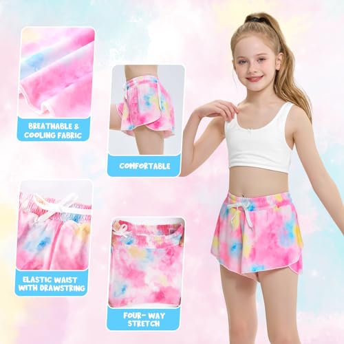 Girls Butterfly Shorts Unicorn Running Shorts 2 in 1 Flowy Athletic Shorts Casual Skirt for Teens Kids3