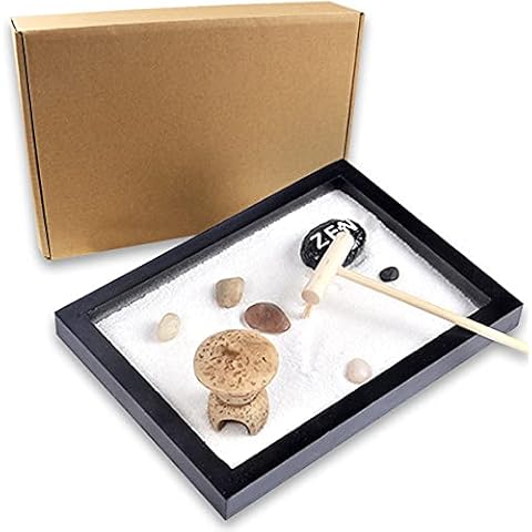 LuXianYS Zen Garden Kit,Mini Zen Garden,Fine Zen Sand,Mini Zen Garden Sand Rock Ornament,Stones of Assorted Colors, Office Desk Accessories, for Meditation, Relaxation and Gift Cover