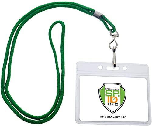 Nom Tag badge Holders avec cordons porte-badge horizontal transparent Specialist ID Green