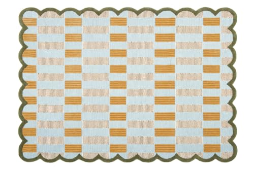 Tapete rectangular 5x7 ft de lana hecho a mano multicolor miniatura 4