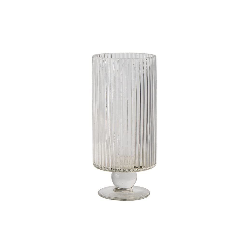 Vase transparent sur pied de 21.5cm pour composition florale et culture hydroponique
