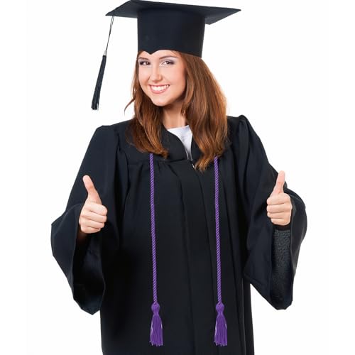 Image of Graduation Honor Cord 68 inch Grad Braided Honor Cords with Tassel Honor Rope Grad Cords for Graduation Students Bachelor Master Doctoral Gown Grad Decor (Purple)
