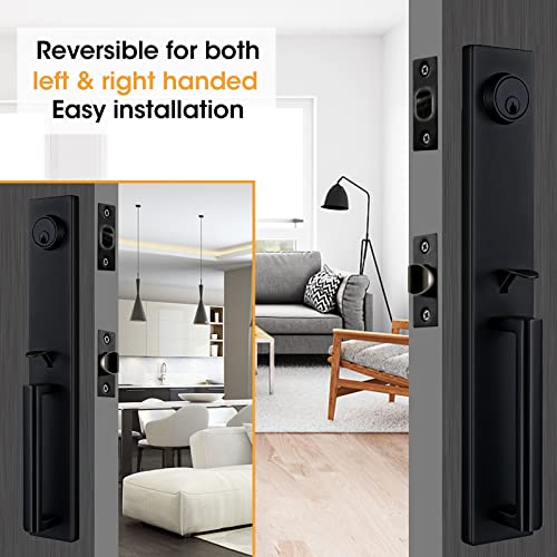 Newbang Matte Black Double Door Handle Set,(Keyed And Dummy Set),Mdhst2016Db-Set-Br-1 #TOP3