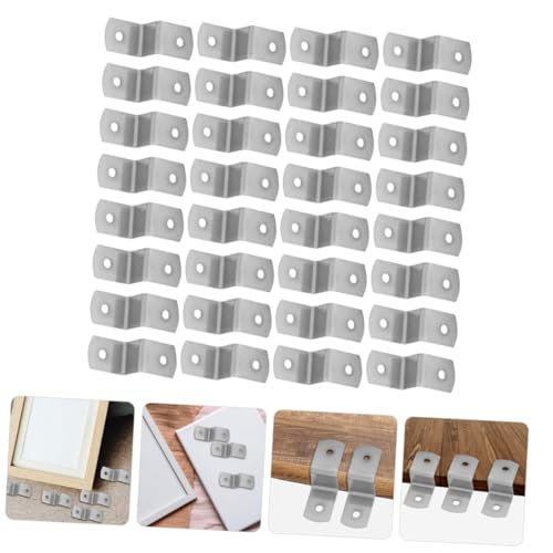 Image of 50pcs Corner Code Hardware Hook Z Offset Clips Picture Frame Corner Brackets Z Clips Z Bracket Canvas Clips Spacers Fastener Framing Brackets Corners Trim Clips Hang Iron Silver