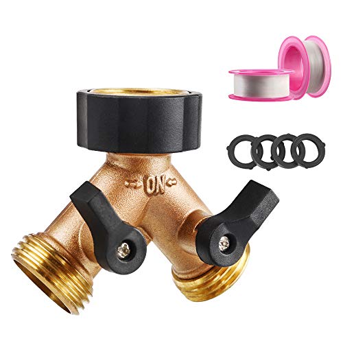 OneBom Y Hose Splitter 3/4 Inch, Garden Hose Connector Solid Brass Pipe Connector
