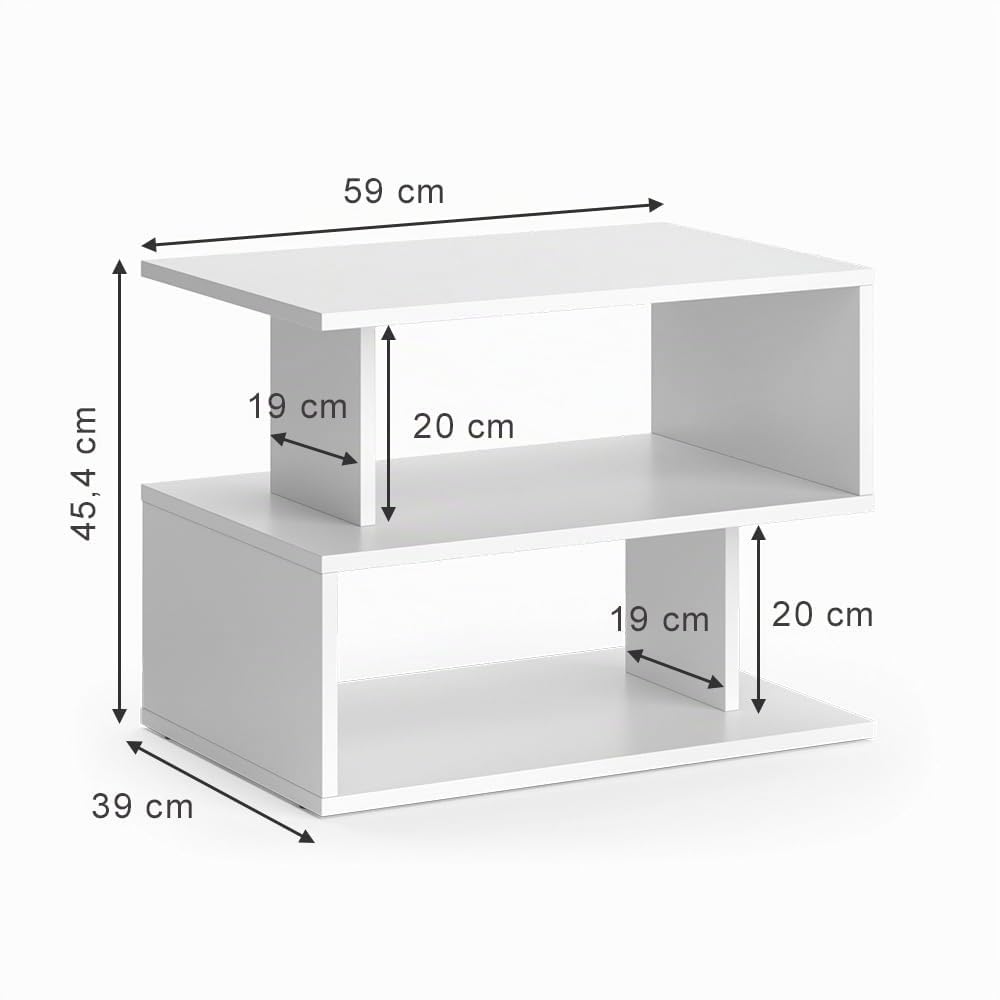 Vicco Tavolino da salotto Shelby, Bianco, 59 x 39 cm | per la conservazione di riviste e telecomandi