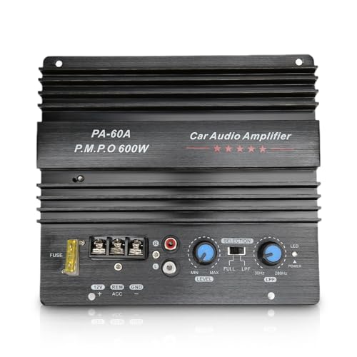 Gugxiom Car Sound Power Amplifier Board, 12V 600W High Power Bass Subwoofer Amp Board, Aluminium Alloy Car Audio Amplifier Board with Dual IC Integrated Chip, for Most Cars