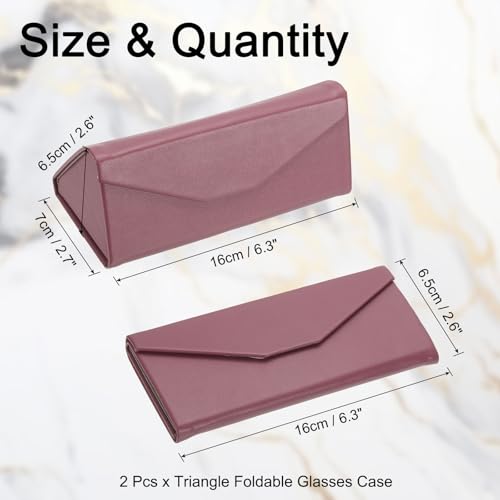 Image of PATIKIL Foldable Glasses Case, Triangle Magnetic Sunglasses Organizer Case PU Leather Hard Eyeglass Case for Women (2 Pcs)