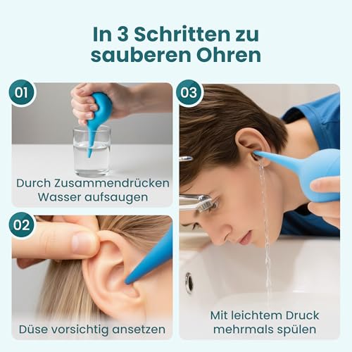FUCHSI Ohrenreiniger Ohrenschmalz Entferner - Sicher & Einfach für Erwachsene Kinder & Babys I Wiederverwendbare Ohrenspülung Ohrendusche Ohrenreiniger Ohrenschmalz Entferner Ballonspritze Ohr Spülung