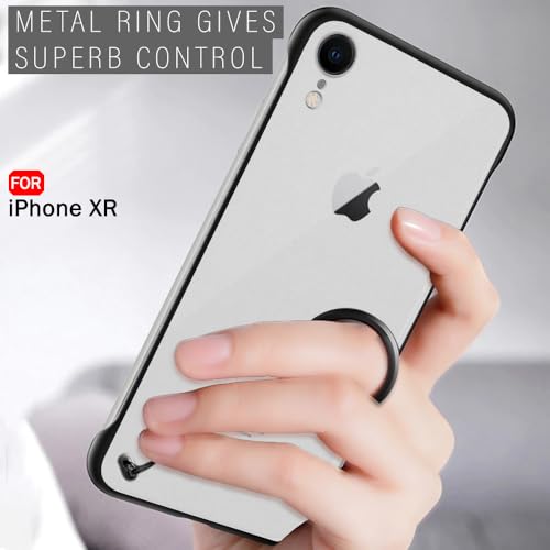 Image of TheGiftKart Hybrid Ultimate Slim Back Case Cover for iPhone XR | Camera & Screen Protection | Frosted Matte Translucent Hard Back Case Cover for iPhone XR (PC & TPU, Black Bumper)