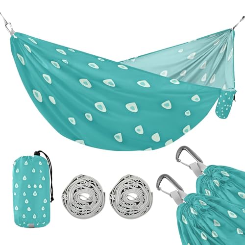 ATTX Raindrops Pattern Camping Hammock - Lightweight & Portable Hammocks, Heavy Duty 330lbs Capacity for Indoor, Hiking, Backpacking, Travel, Backyard, Beach#585