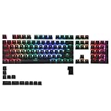 LTC LavaCaps PBT Double Shot 117-Key Pudding Keycaps, Translucent OEM Profile for ISO & ANSI Layout 61/68/84/87/98/104 Keys Mechanical Keyboard, with Keycap Puller - (Only Keycaps), Black