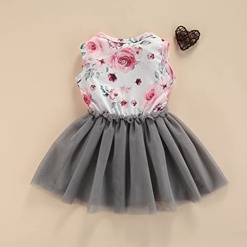 Image of OMLI Girls Midi /Knee Length Festive /Wedding Dress Frock /Girl's Kids Dress | Summer Dress One Piece | Cotton | Solid Floral Dresses (Grey)