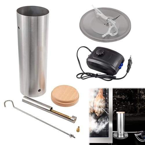 Generador de humo frío de acero inoxidable, 1,1 L, generador de humo eléctrico, portátil con tapa y bomba, generador de humo frío de acero inoxidable para horno de ahumado, generador de humo frío para