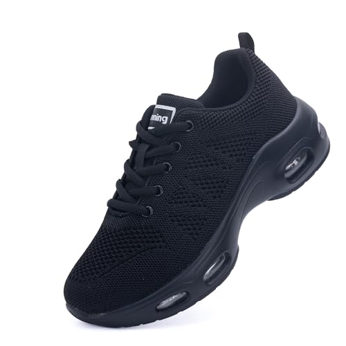 FefiYo Walking Shoes for Women Gym Athletic Tennis Sneakers Comfortable Casual Running Shoes Size8 SolidBlack1