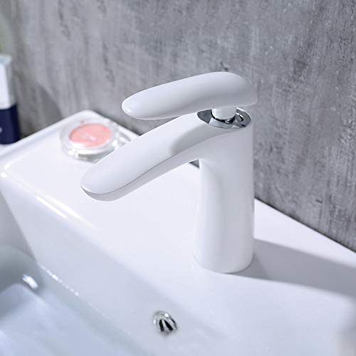 Robinet d'eau lavabo monotrou blanc anti-calcaire pour vasque haute - 5