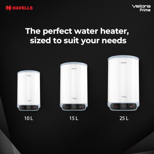 Image of Havells Velora Prime 10L Storage Water Heater(Geyser)|Faster Heating|Safer to use|Saves electricity |Engineered for Hard Water|Feroglas Coated Anti Rust Tank|Mcoloy Heating Element|7 Yr Tank Warranty