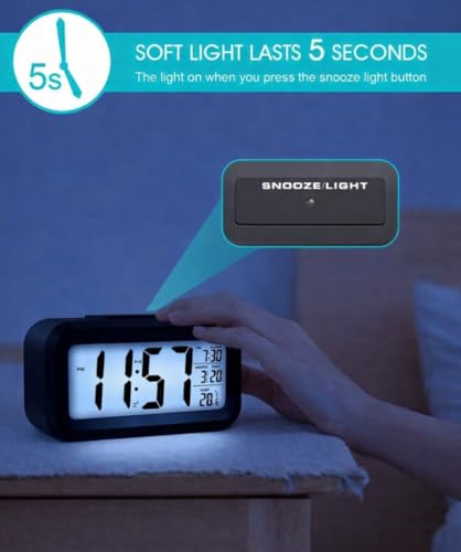Image of Digital Alarm Clock for Students with Auto Sensor | LED Alarm Clock for Bedroom Night Use | Table Clock Digital with Date & Temperature | Study Table Clock for Kids, Girls, Boys | (Multicolour)