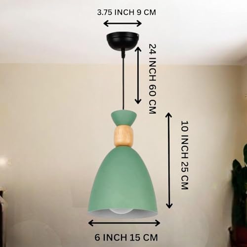 Image of Modern Green Aluminium Pendant Light for Ceiling, Decorative Hanging Light for Living Room, Dining Room, Kitchen & Cafe Pack of 1