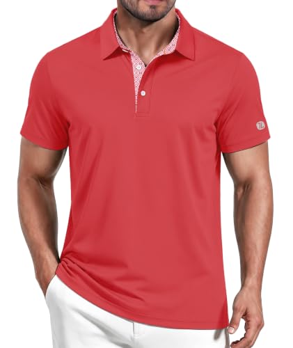 Image of ZITY Golf Shirts for Men Short Sleeve Moisture Wicking Solid Performance Designed Print Collared Casual Polo Shirt