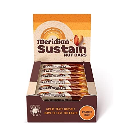 Meridian Sustain Nut Bars - Peanut (18 x 40g) - Vegan - Gluten Free - Palm Oil Free Cover