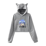 acsefire Sudadera Japonesa Otaku con Capucha de Manga Larga con Orejas de Gato Sudadera con Capucha Sudaderas de Anime para niñas y Mujeres Sudadera con Capucha Corta Otaku