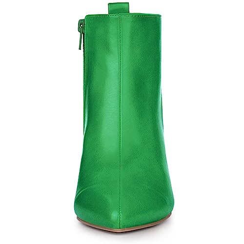 Allegra K Allegra K Women's Pointed Toe Side Zip Stiletto Heel Green Ankle Boots 11 M US