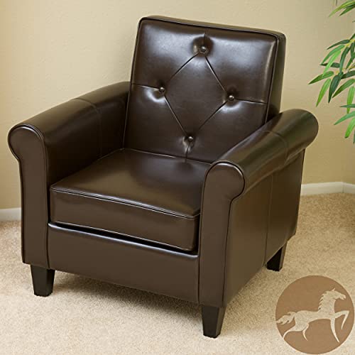 Christopher Knight Home Isaac Tufted Leather Club Chair, Chocolate Brown #TOP1