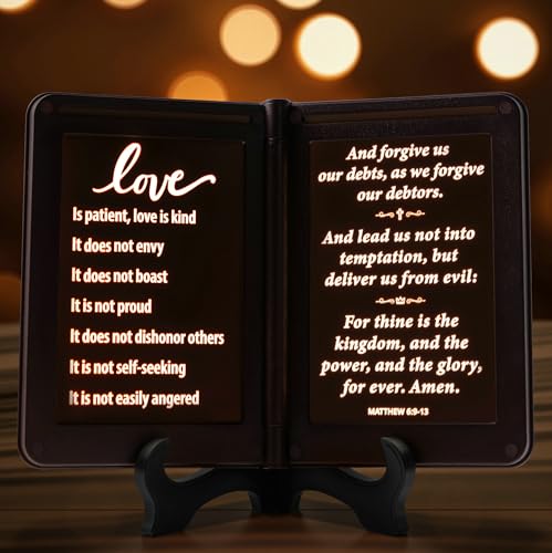 Image of mamre Bible Verses Lamp, Scripture Display Night Light - Thy Word is a lamp Unto My feet, and a Light Unto My Path. - 1 Corinthians 13 The Love Chapter, Spiritual Gifts, Bedside Lamp