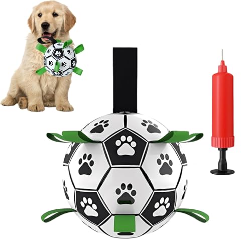 RagQbuK Dog Football Interactive Toys with Webbing Interactive Water Toys with Grab Tabs Shape Retention for Small Medium Breed Indoor Outdoor (6 Inch)