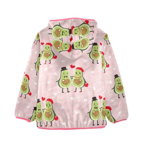 OTVEE Valentine Avocado Fruit Couple Kids Hoodie Jacket Fall Spring Full Zip Warm Outwear Coat2