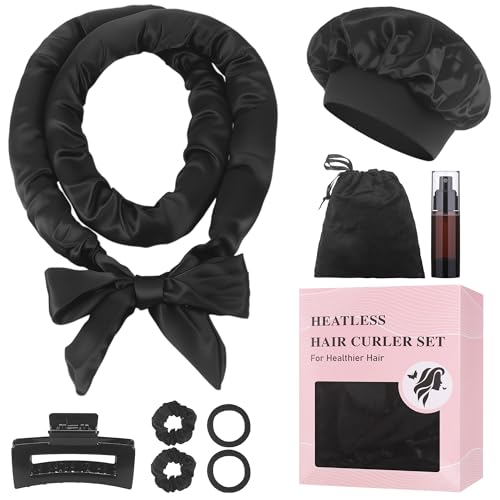 Rizos sin calor, Rizos de la noche a la mañana de 70', Rizos de la noche a la mañana sin calor, DIY Overnight Curls Set, Rizos de la noche a la mañana para pelo largo, 9 piezas