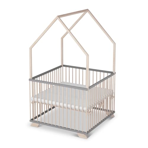 Sämann Laufgitter EXCLUSIVE 100x100 cm mit Matratze - Hausbett & Babybett...