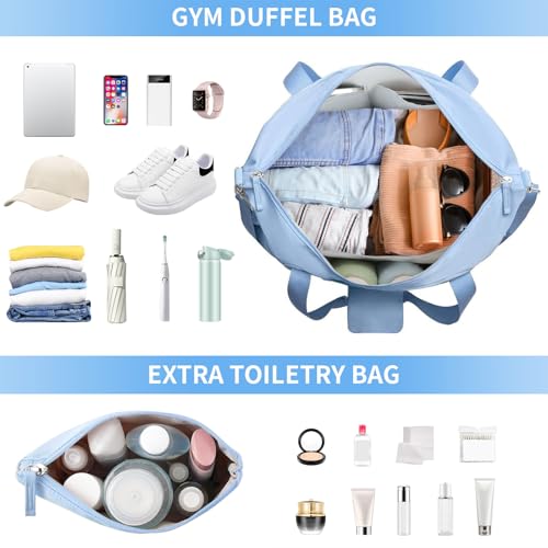 ETRONIK Gym Bag for Women, Travel Duffel Bag with USB Charging Port, Weekender Overnight Bag with Wet Pocket and Shoes Compartment for Women, Travel, Gym, Yoga